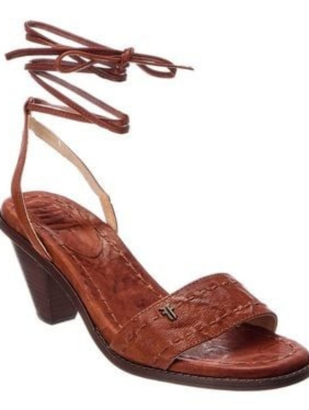 Frye Estelle Brown Leather Sandals with Ankle Tie